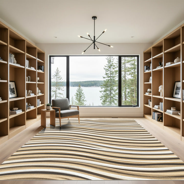 Sandy Wave Stripe Abstract Rug