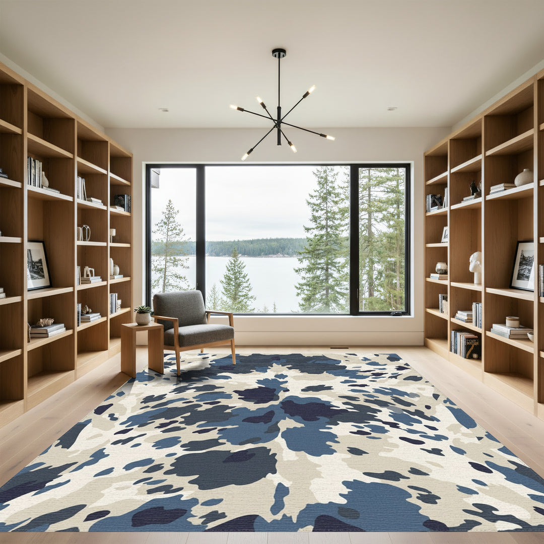Blue Cream Camo Spots Rug