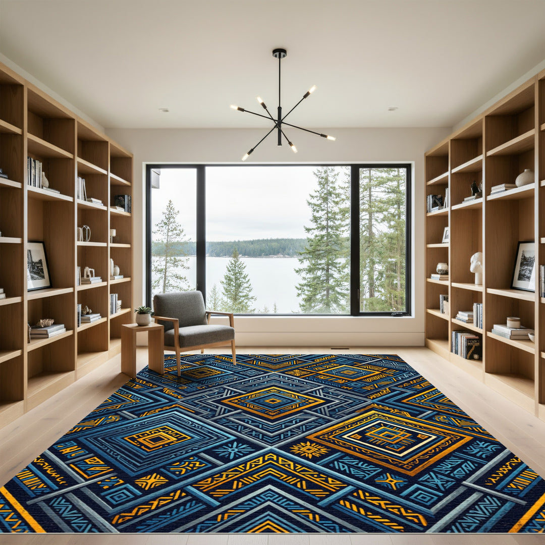Navajo Inspired Geometric Diamond Pattern Rug