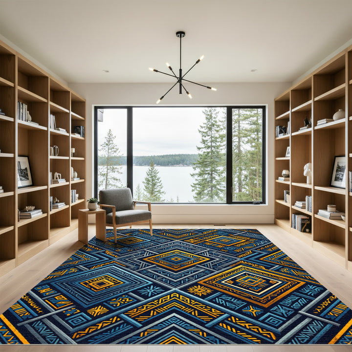 Navajo Inspired Geometric Diamond Pattern Rug