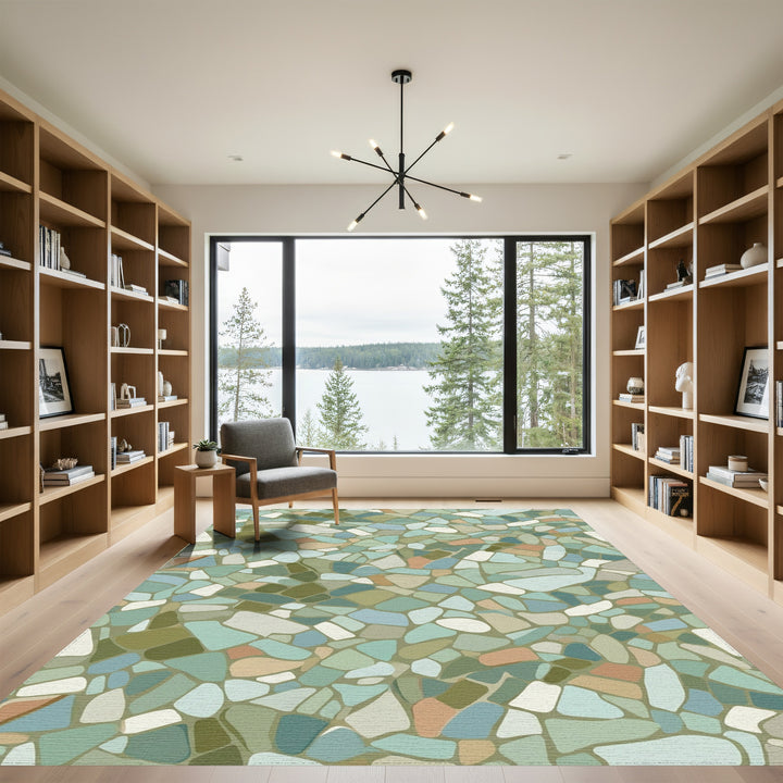 Earthy Tone Organic Stone Mosaic Rug