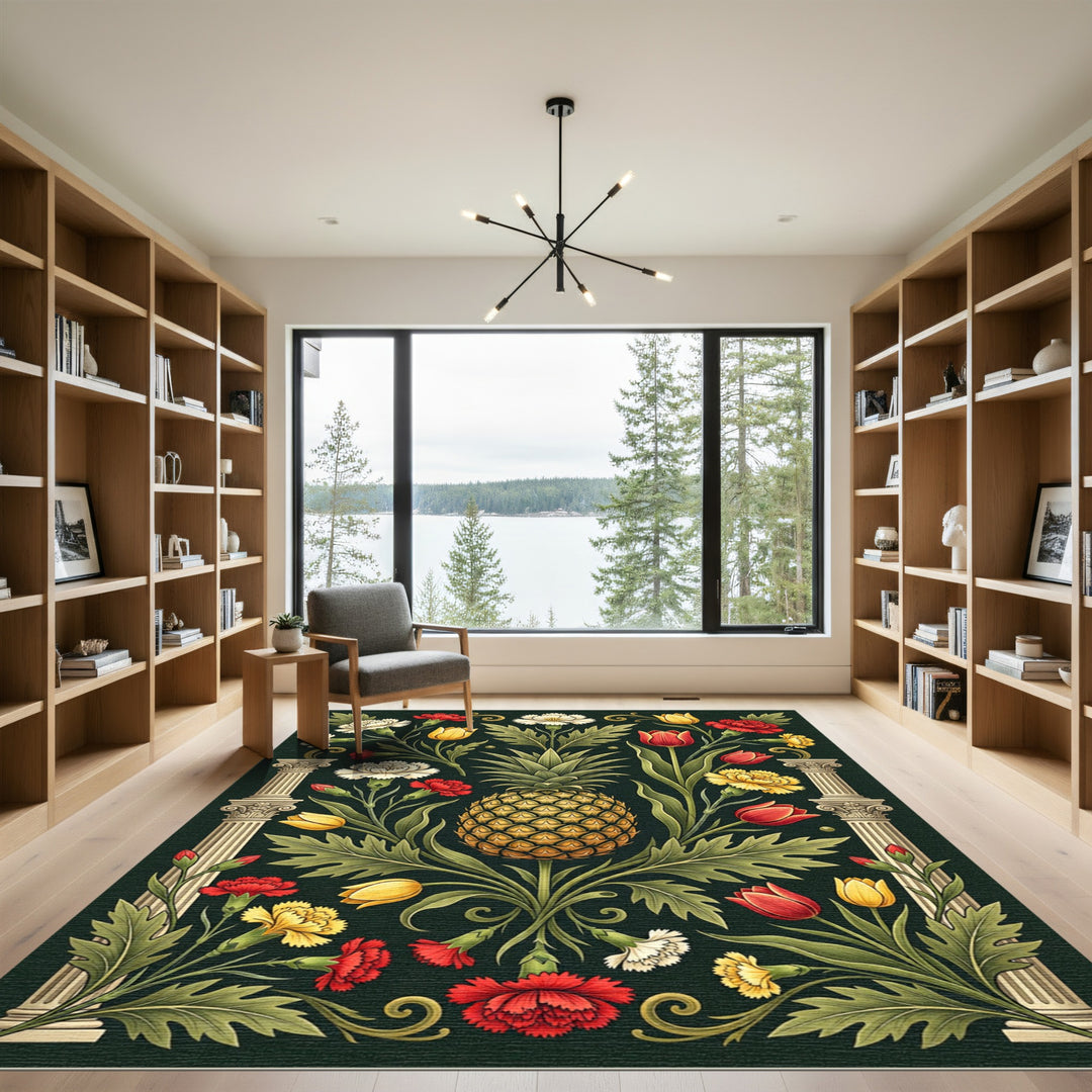 Elegant Pineapple Floral Tapestry Rug