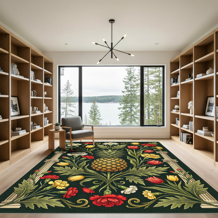 Elegant Pineapple Floral Tapestry Rug