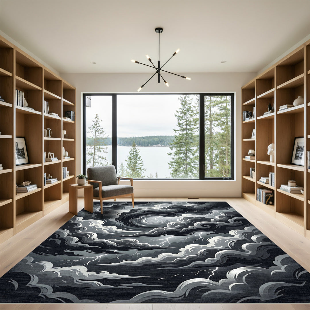 Dramatic Stormy Sky Lightning Rug