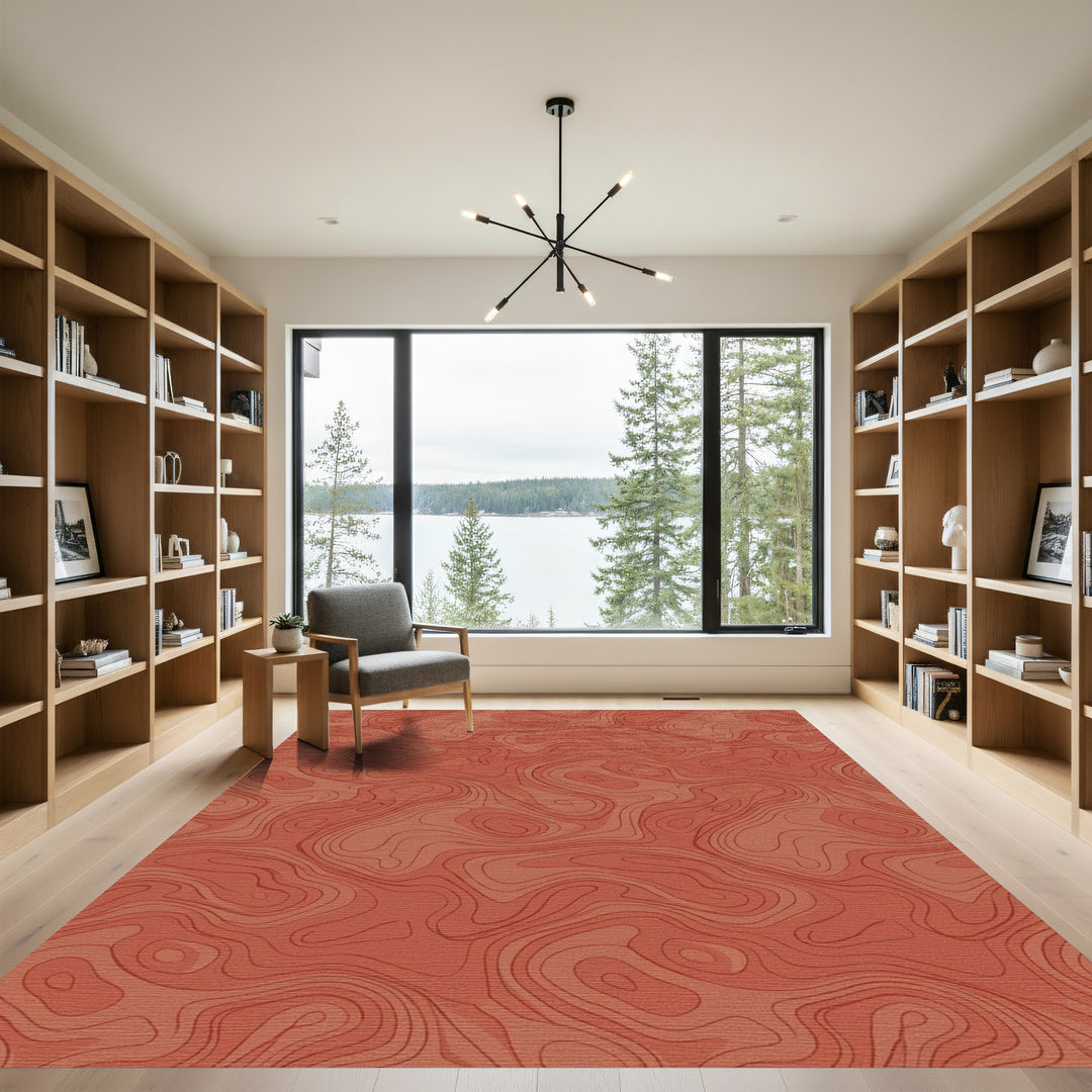 Terra Cotta Contour Topography Rug