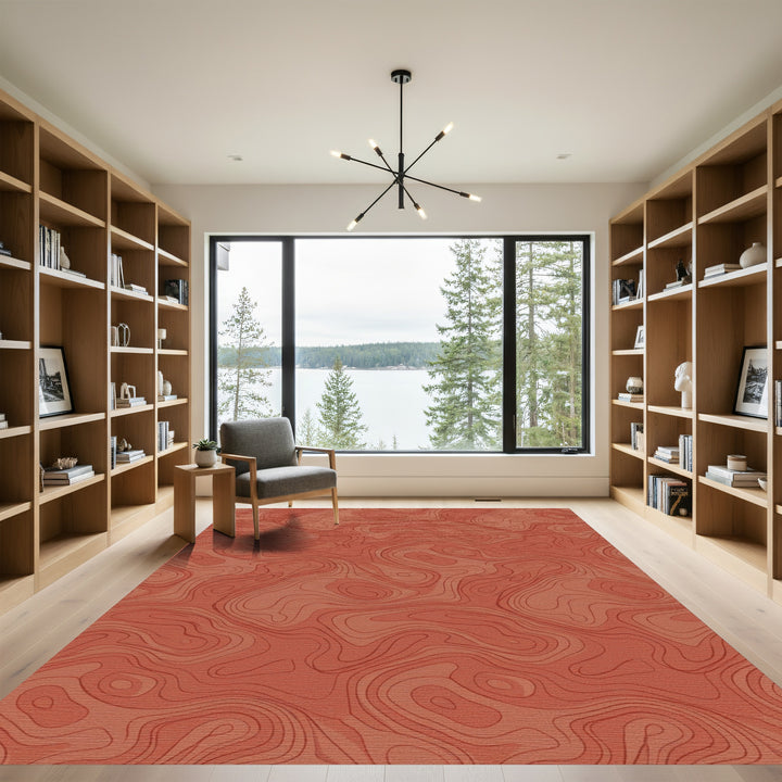 Terra Cotta Contour Topography Rug