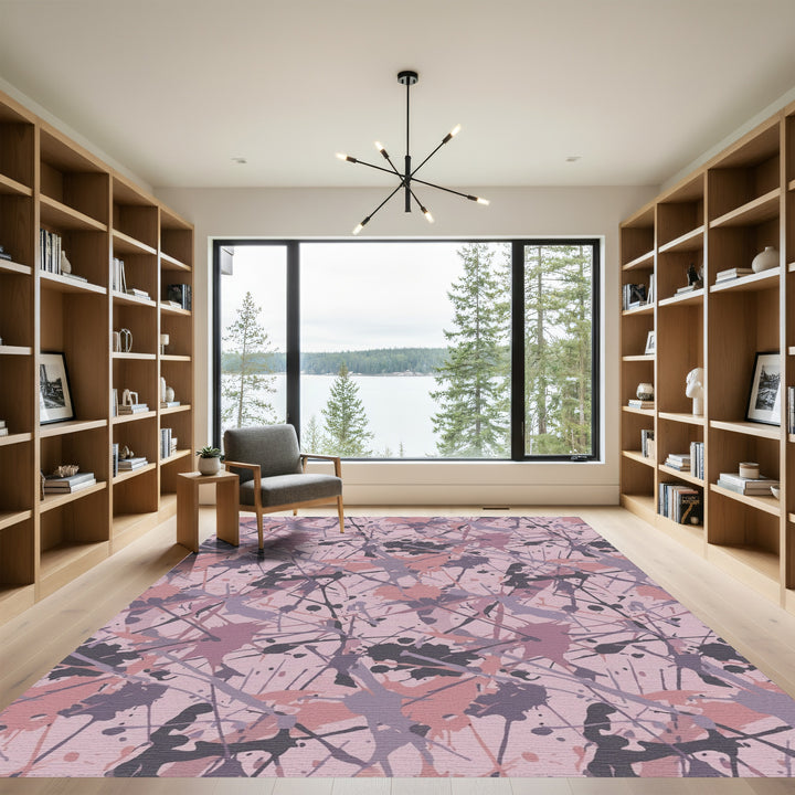 Mauve Gray Splatter Abstract Rug