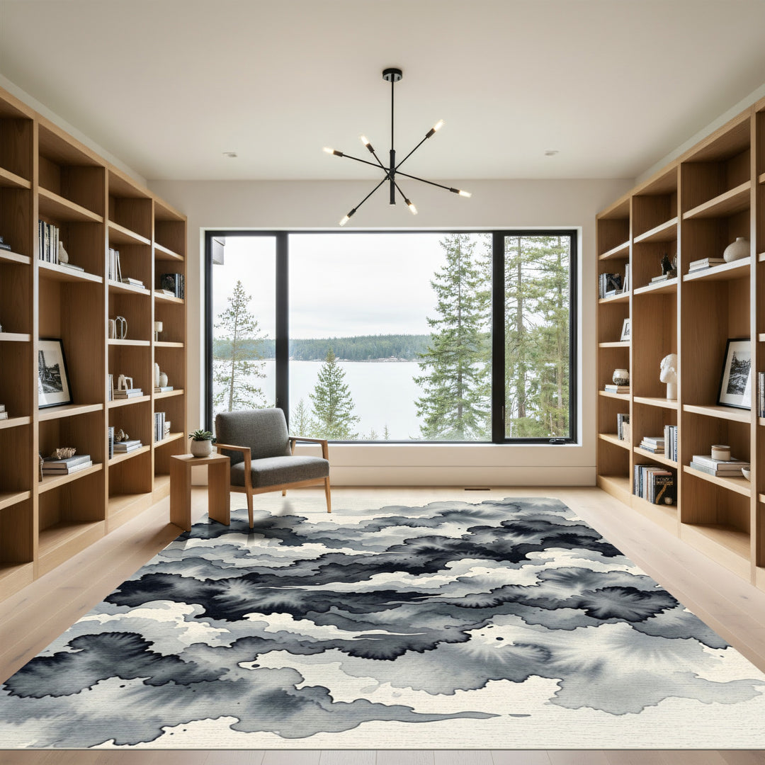 Ebony Cloudburst Watercolor Rug