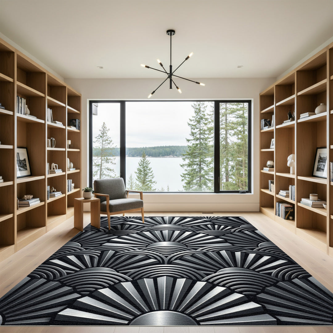 Art Deco Sunburst Fan Metal Rug