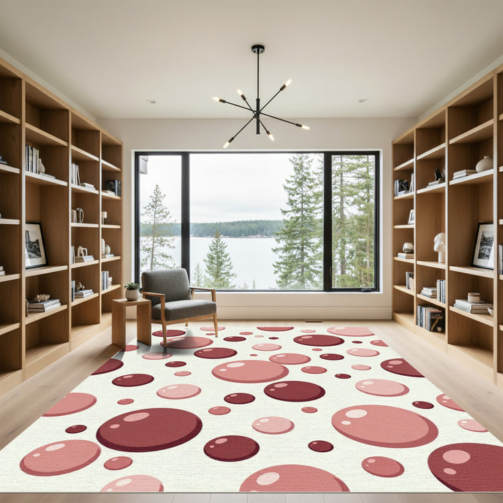 Rosy Pink Spheres Scattered Throughout Rug
