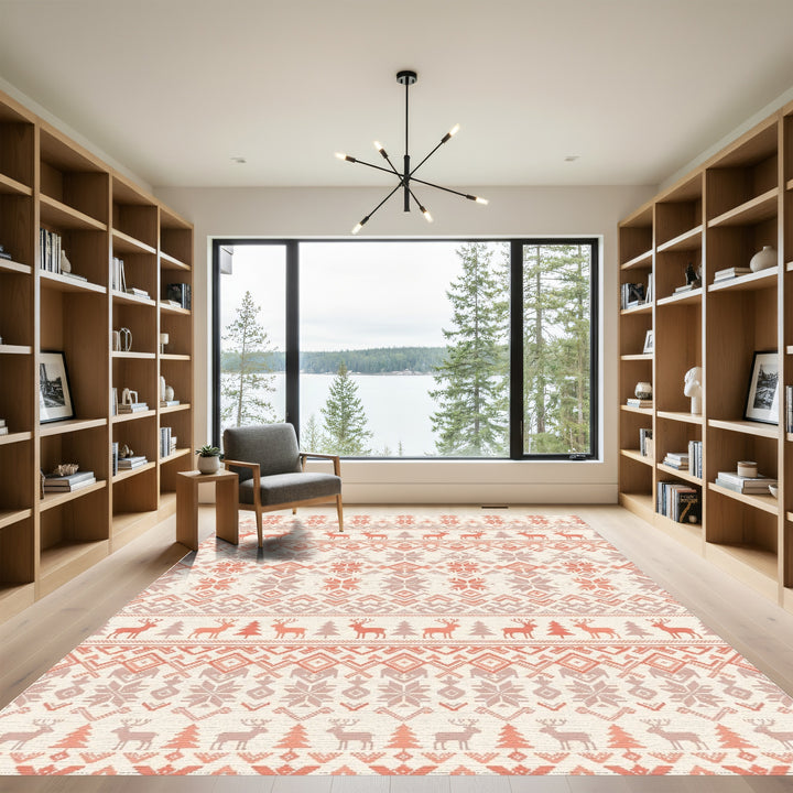 Nordic Reindeer Snowflake Fair Isle Rug
