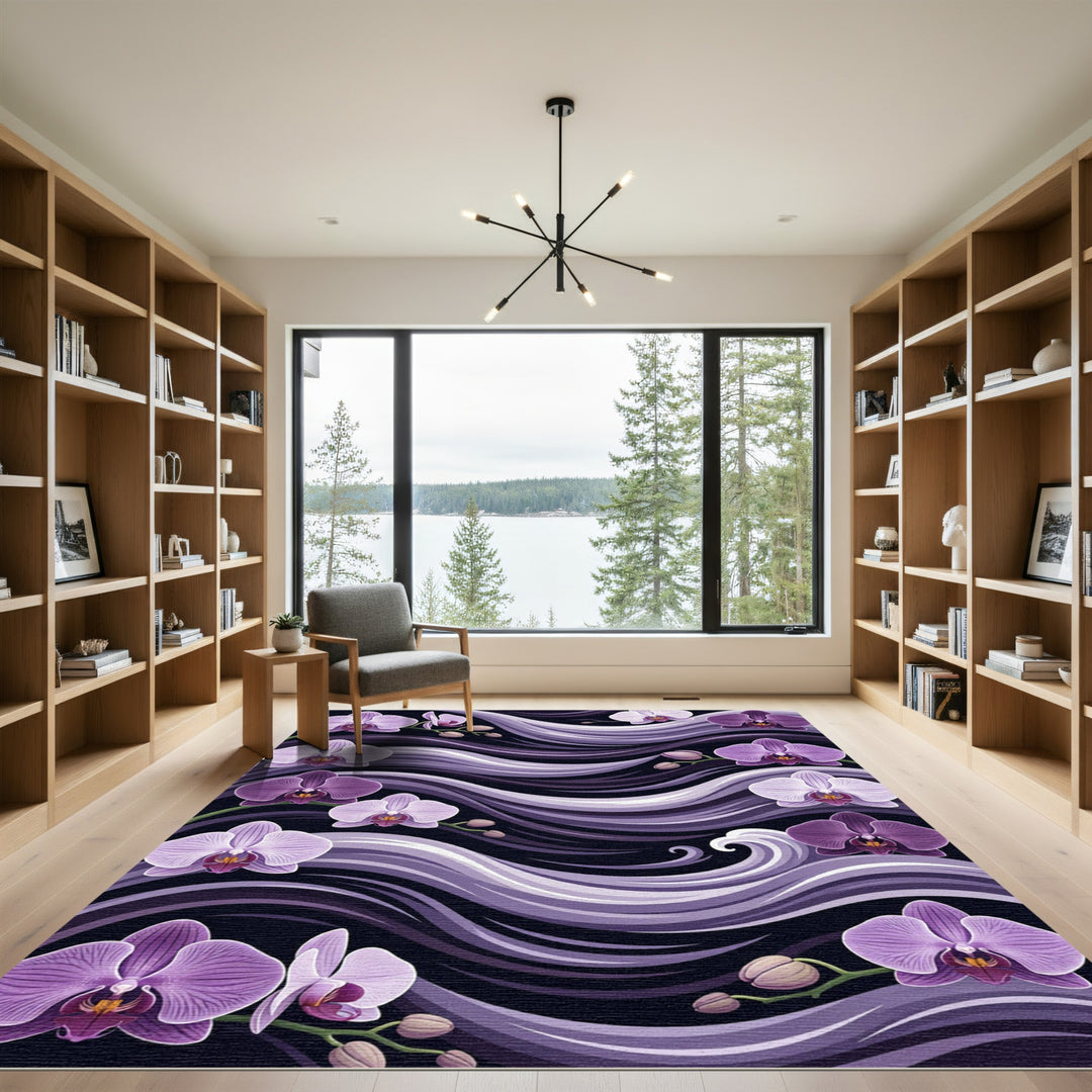 Purple Orchid Wavy Abstract Rug