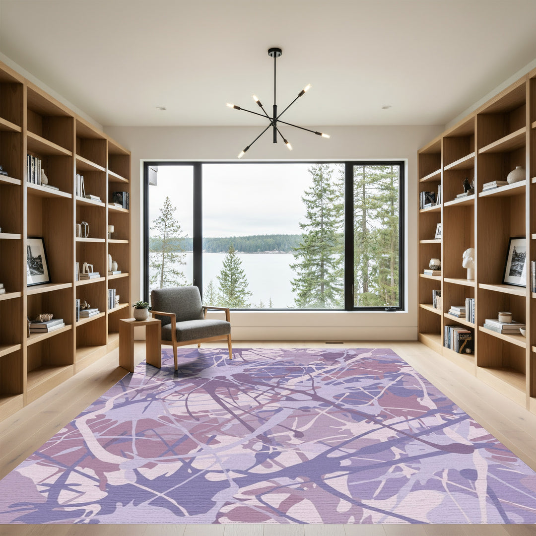 Lavender Splatter Abstract Splash Rug