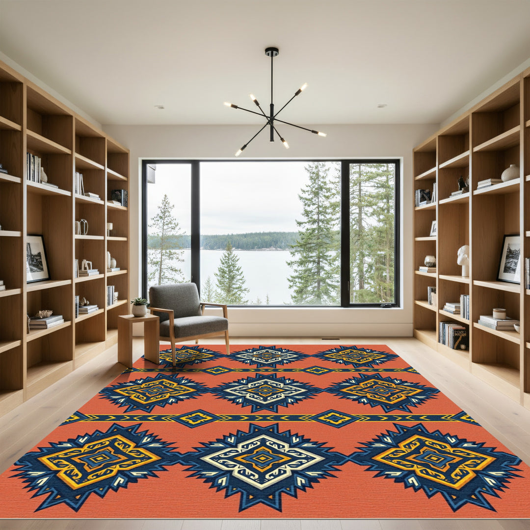 Aztec Sunburst Diamond Geometric Rug