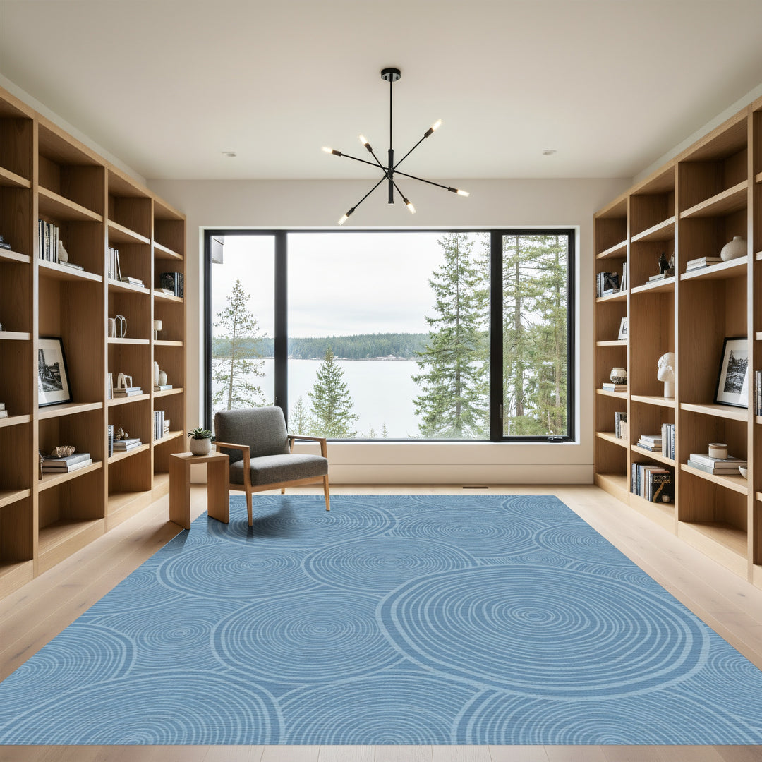 Dusty Blue Swirling Circles Rug