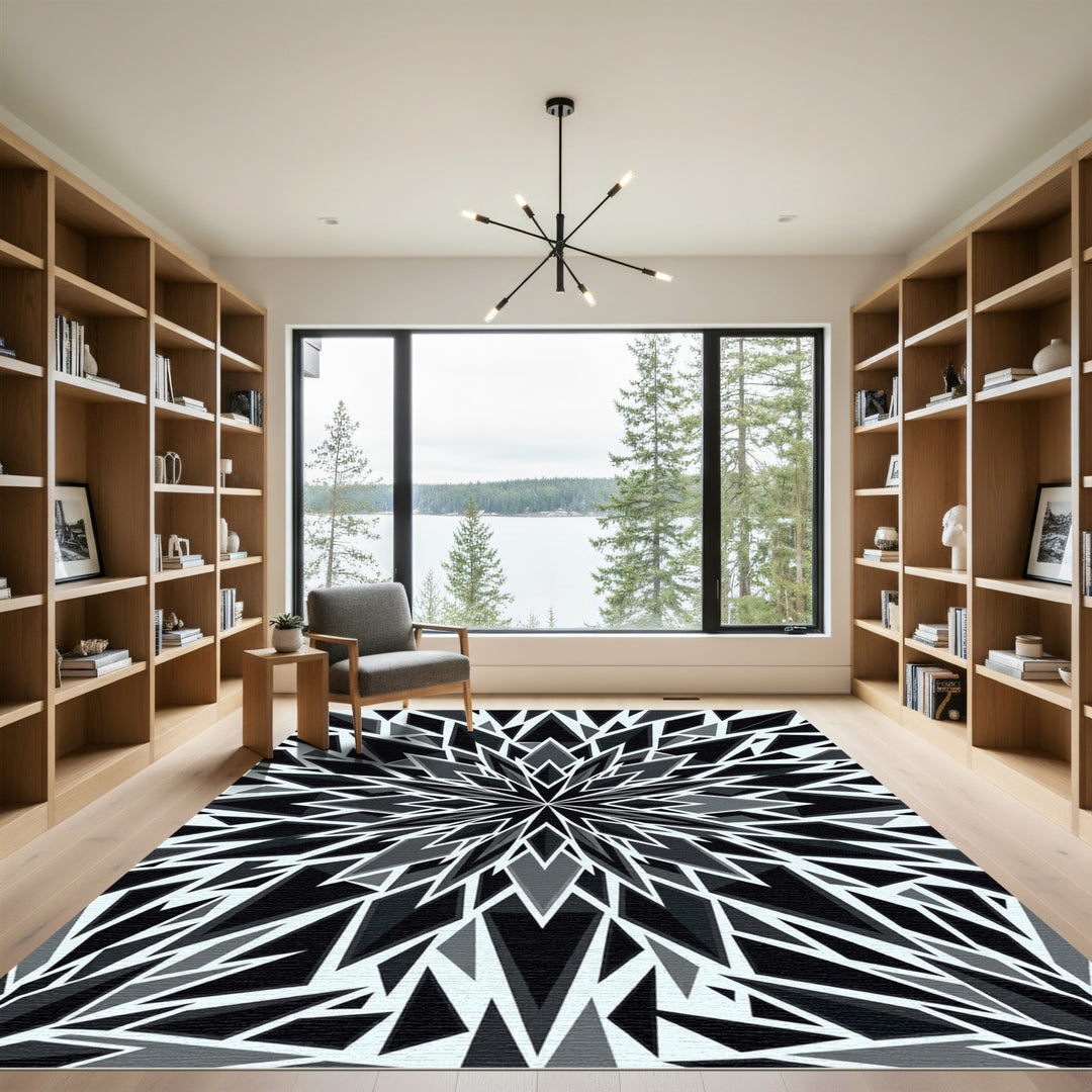 Monochromatic Geometric Crystalline Bloom Rug