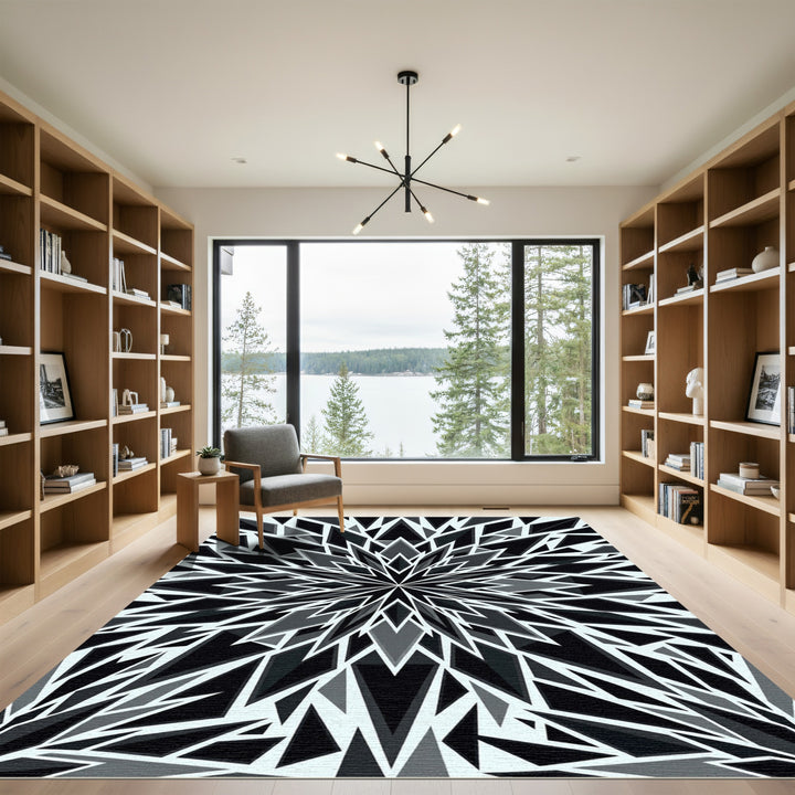 Monochromatic Geometric Crystalline Bloom Rug