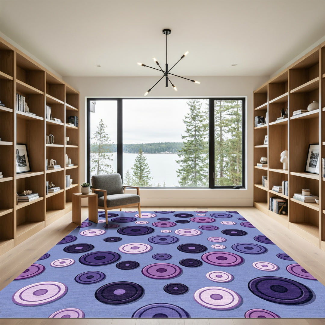 Purple Circles Textured Area Rug