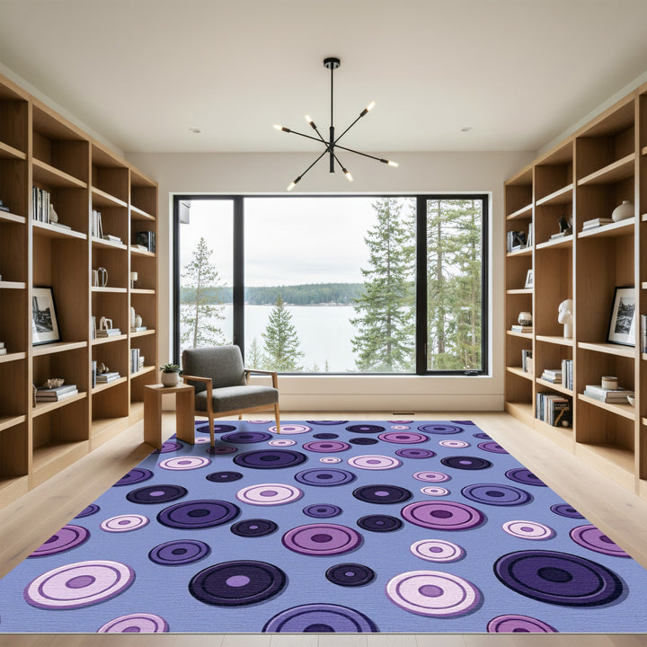 Purple Circles Textured Area Rug