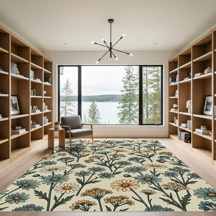 Vintage Floral Daisy Field Rug