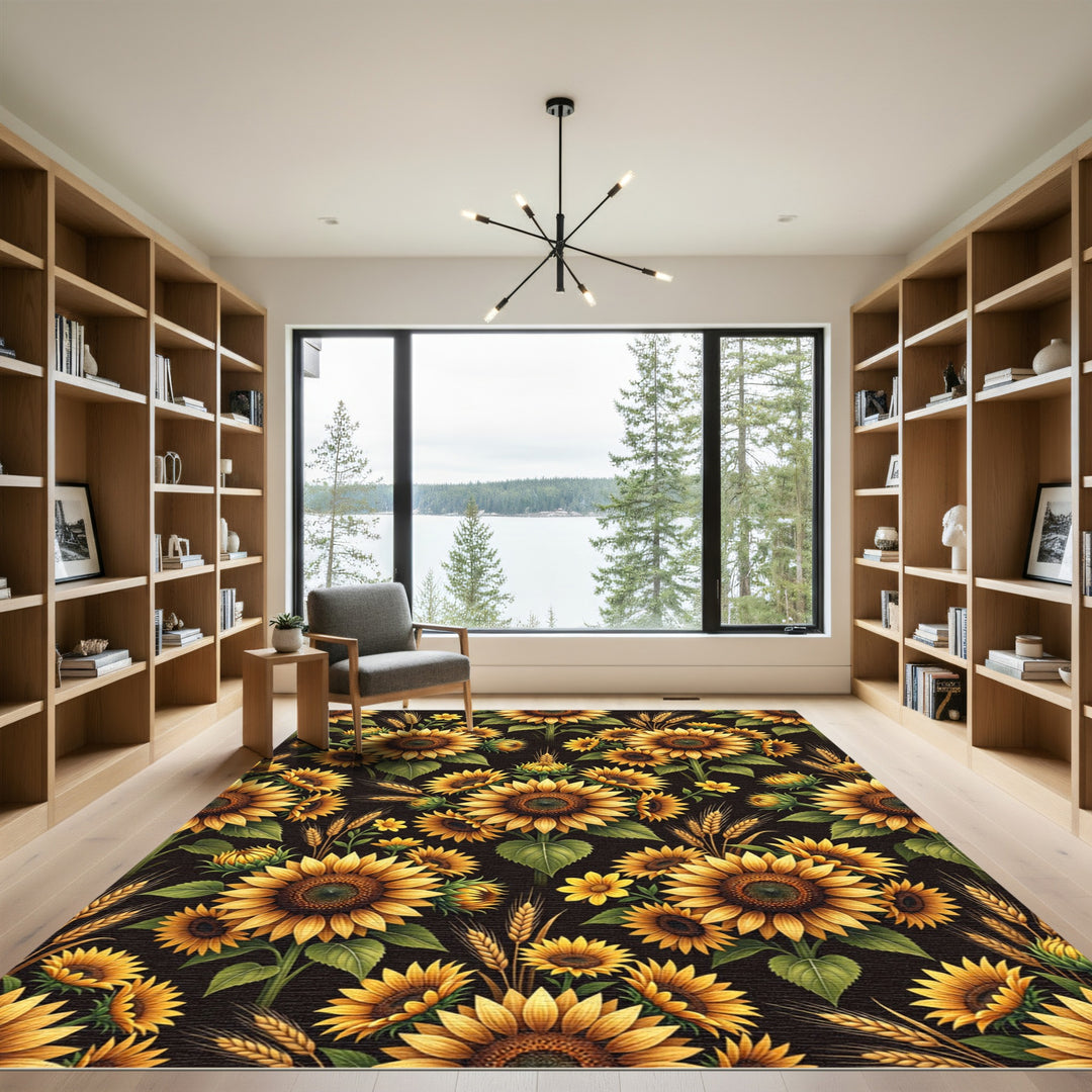 Golden Sunflower Wheat Meadow Rug