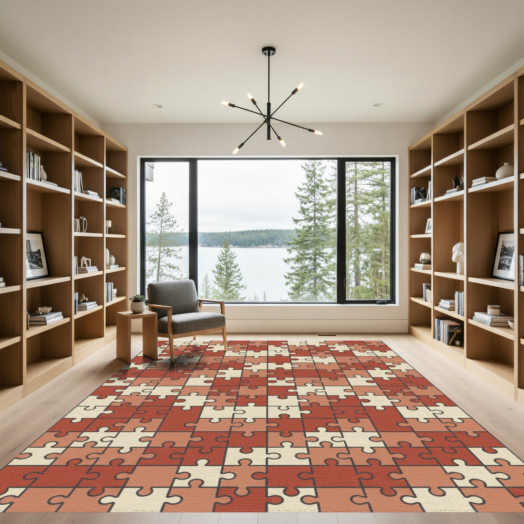 Terracotta Puzzle Piece Collage Rug