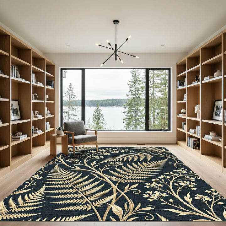 Golden Fern Botanical Floral Cream Rug