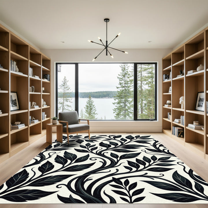 Dramatic Dark Foliage Botanical Rug