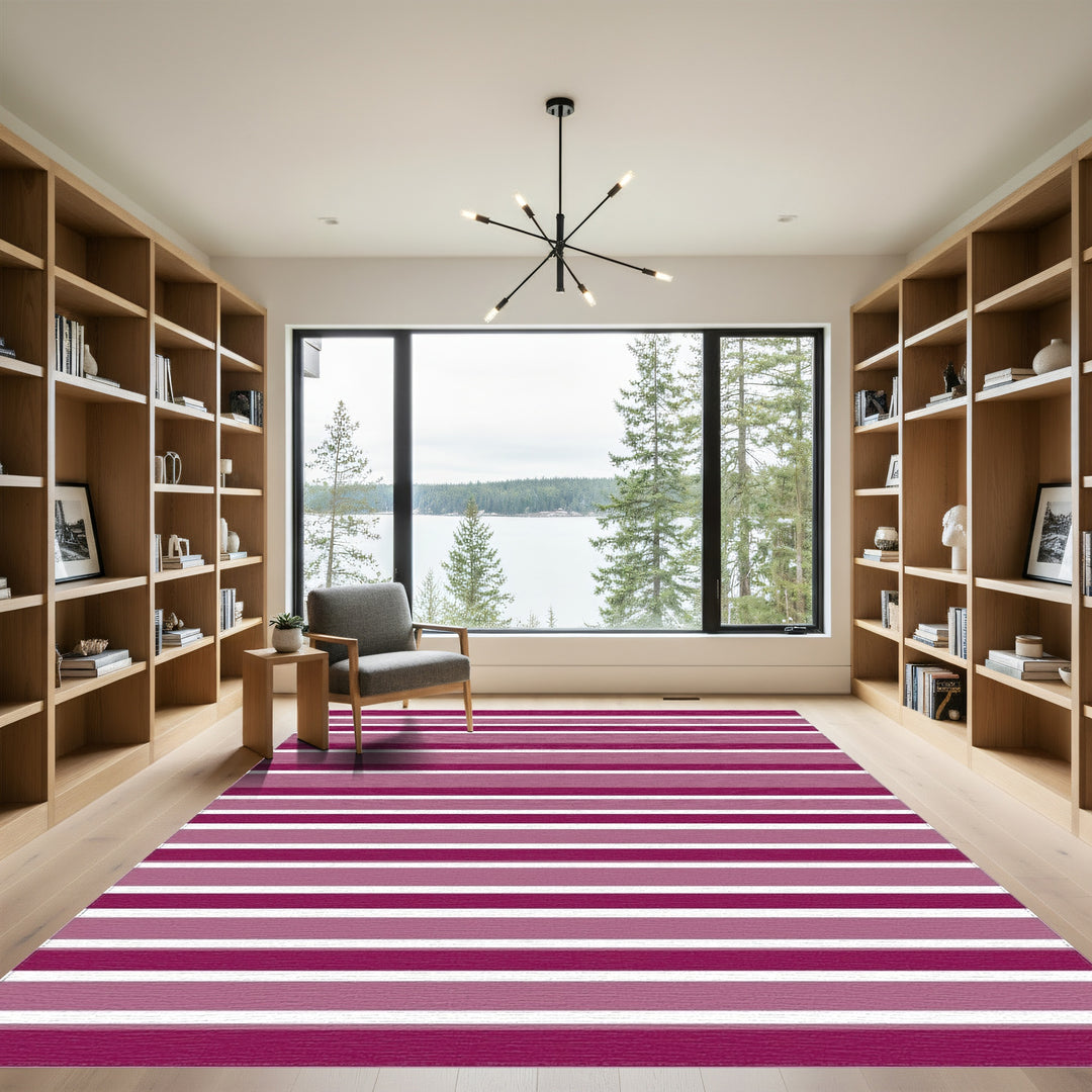 Crimson Pink Gradient Stripe Rug