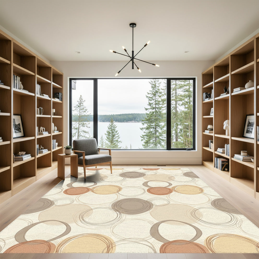 Terracotta Ochre Gray Circle Overlap Rug