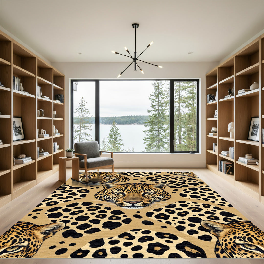 Leopard Face Spots Earth Tone Rug