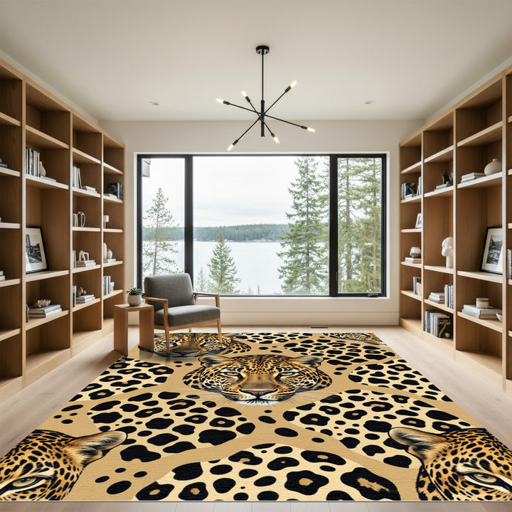 Leopard Face Spots Earth Tone Rug