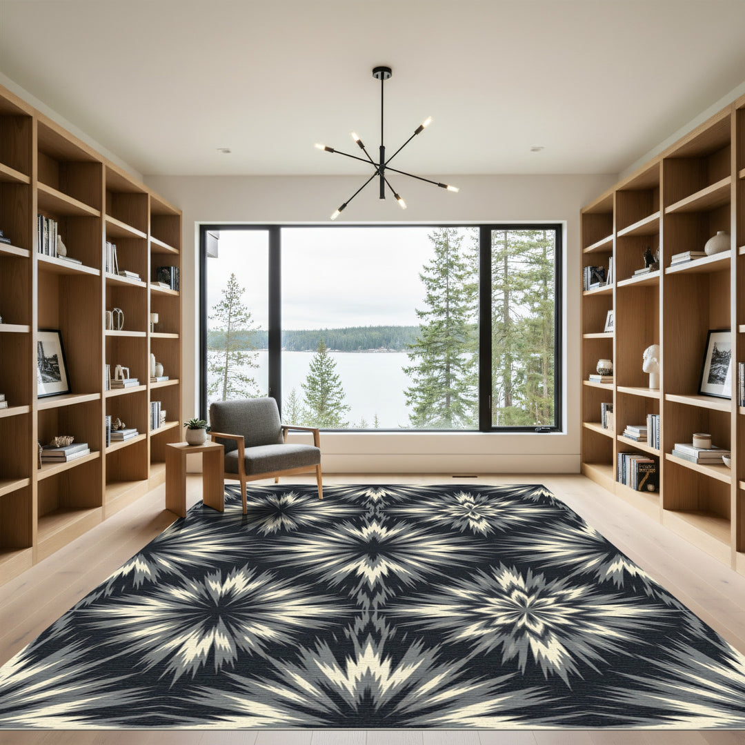 Monochromatic Abstract Starburst Rug