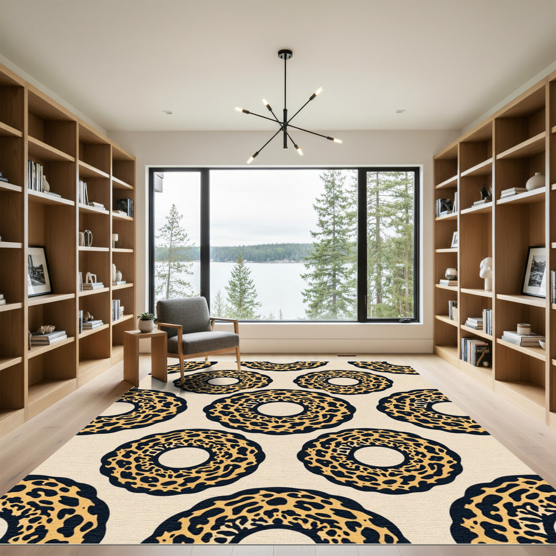 Bold Leopard Ring Repeating Pattern Rug