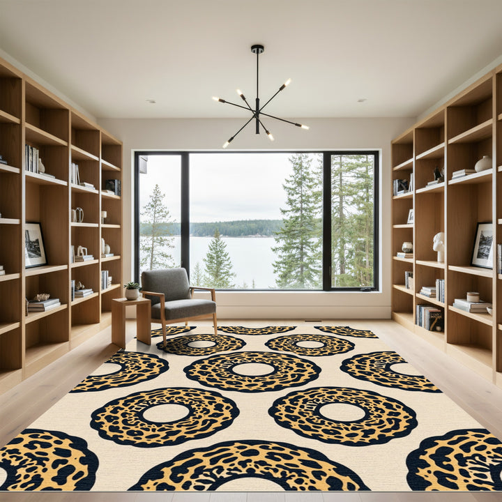 Bold Leopard Ring Repeating Pattern Rug