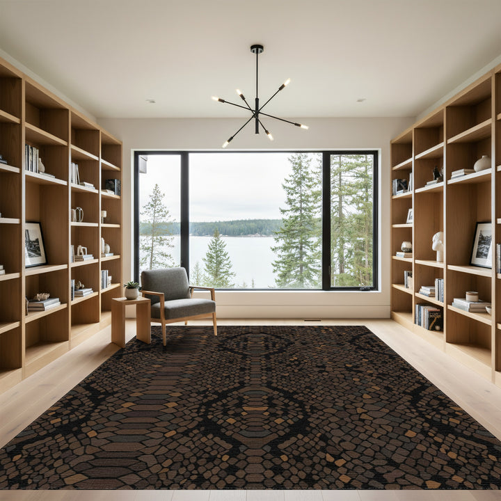 Brown Tan Snake Scales Texture Rug