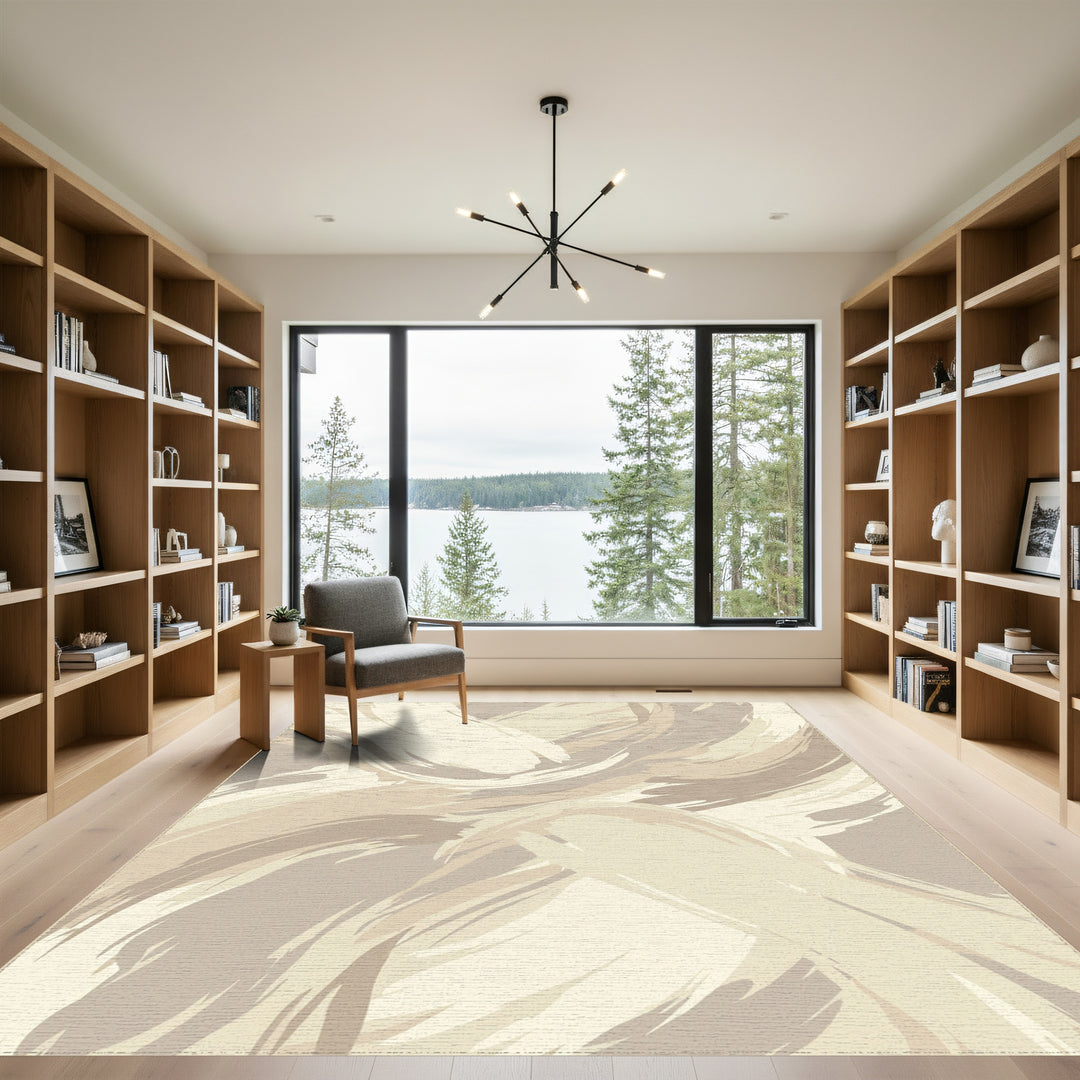 Earthy Brushstroke Abstract Waves Rug