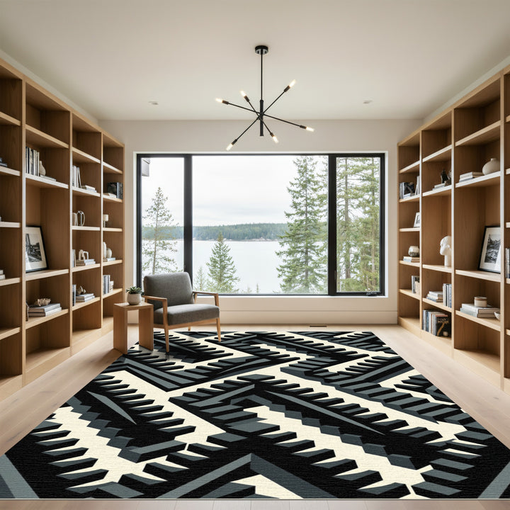 Monochromatic Optical Illusion Staircase Rug
