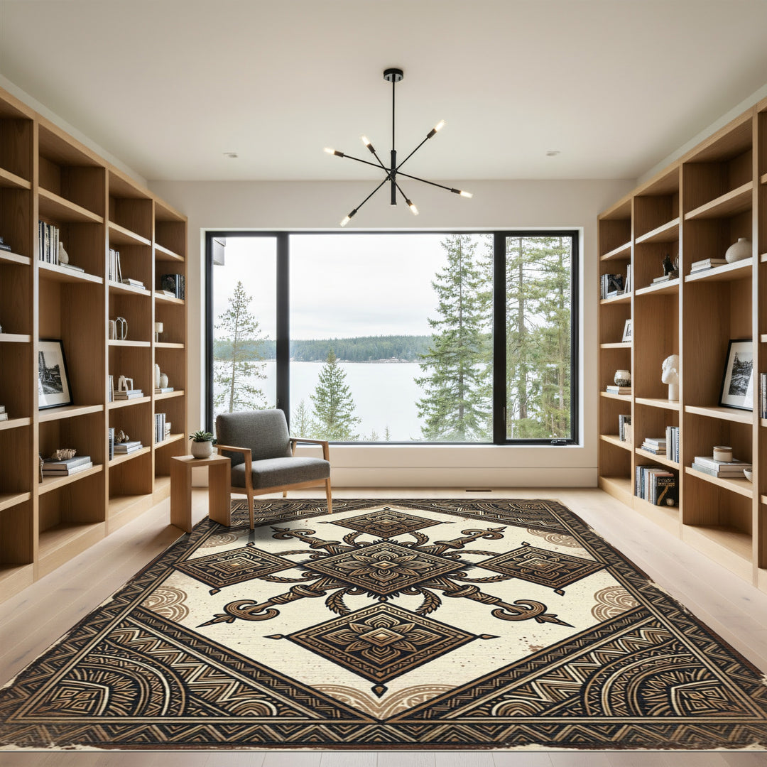 Golden Royal Swords Mandala Rug