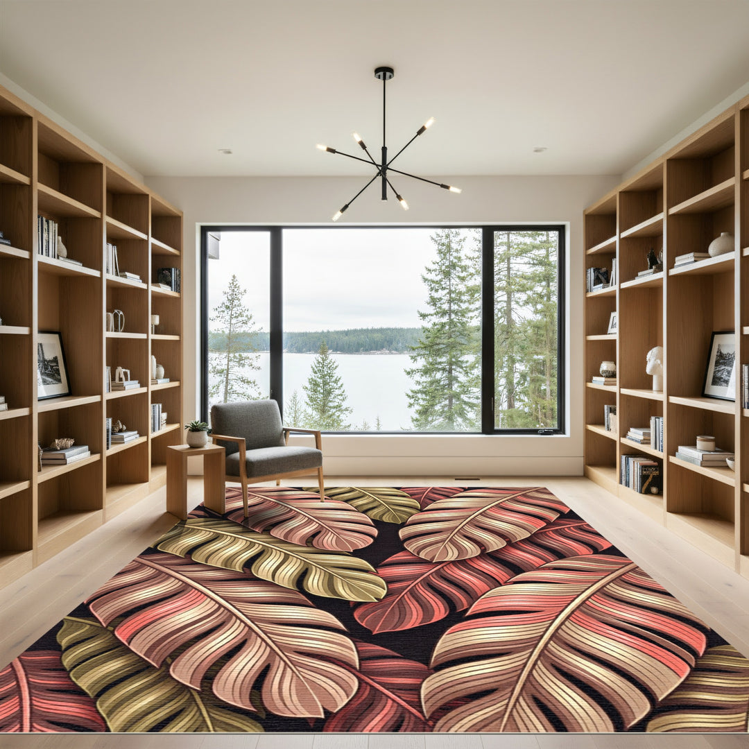 Coral Blush Feathers Overlapping Medley Rug