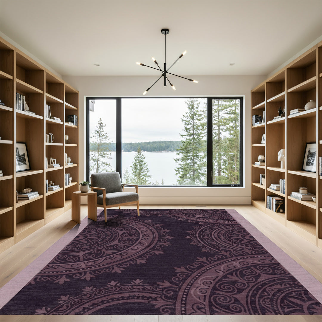Dark Plum Mandala Medallion Rug