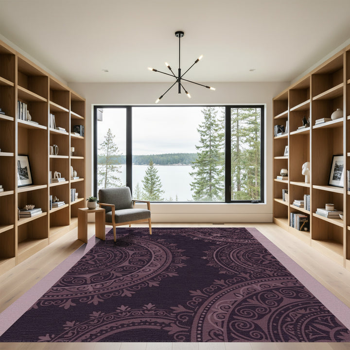 Dark Plum Mandala Medallion Rug