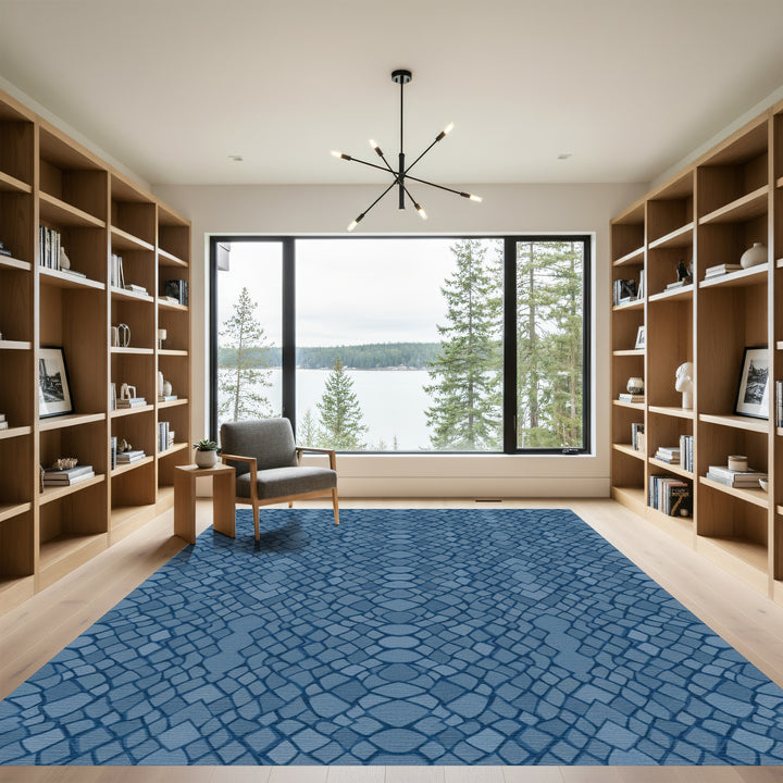 Deep Blue Reptile Scales Rug