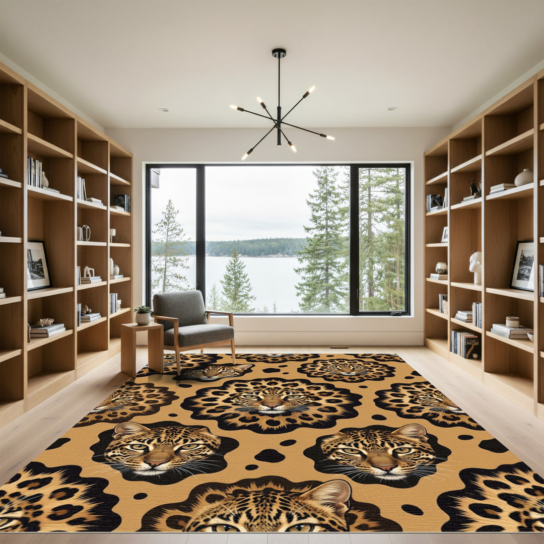 Golden Feline Spot Abstract Rug