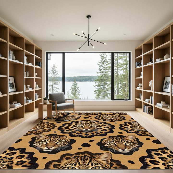 Golden Feline Spot Abstract Rug
