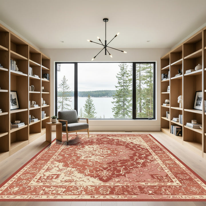 Terracotta Medallion Distressed Floral Rug