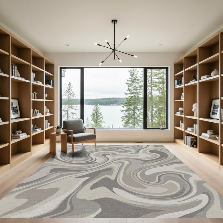 Neutral Swirl Marble Fluidity Rug