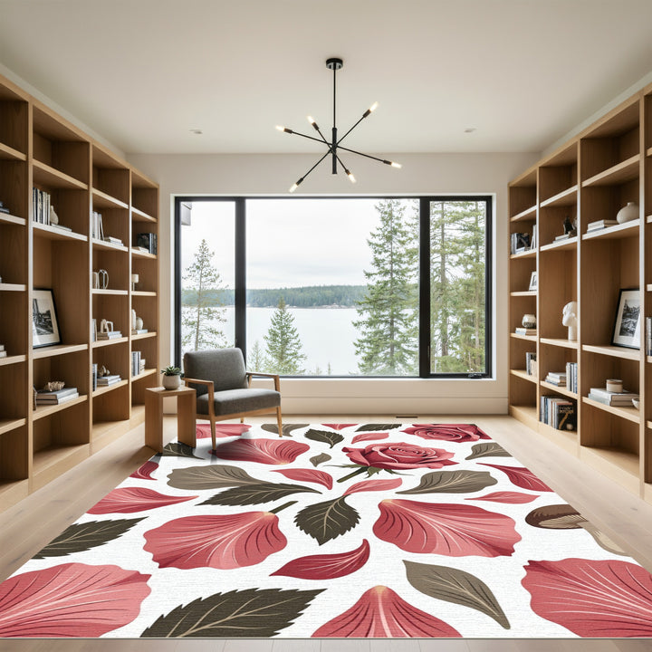 Floral Rose Petal and Mushroom Rug