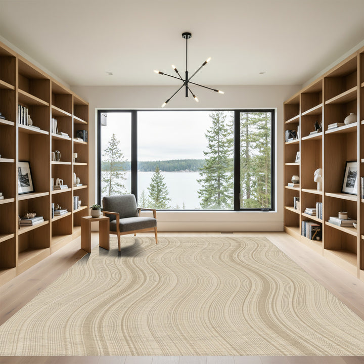 Cream Wavy Linen Stripe Rug