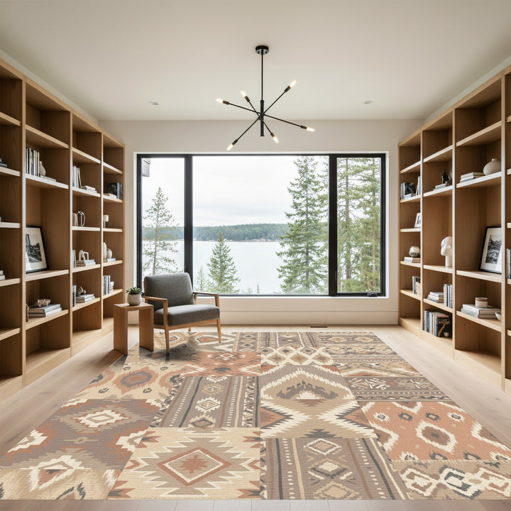 Earthy Patchwork Tribal Diamonds Rug